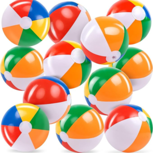 JOYIN 12-Pack 12″ Rainbow Beach Balls – Bulk Inflatable Pool & Party Toy Set for Kids and Adults