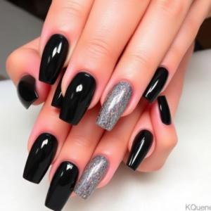 black chrome nails